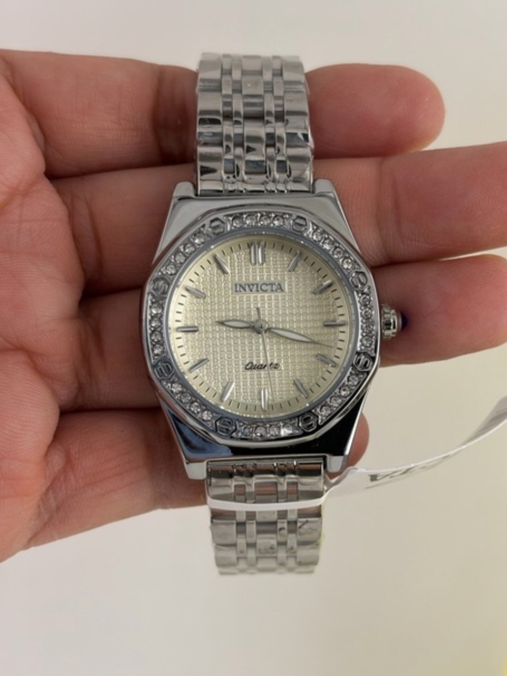 Invicta Wildflower Ladies Silver Bracelet Watch with Champagne Textured Dial